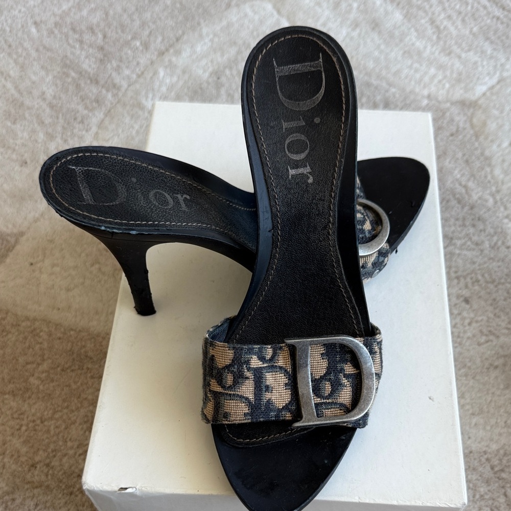 Dior Women's Black and Brown Mules